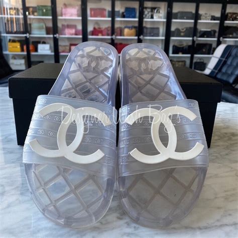 fake chanel slides|chanel shoes real size.